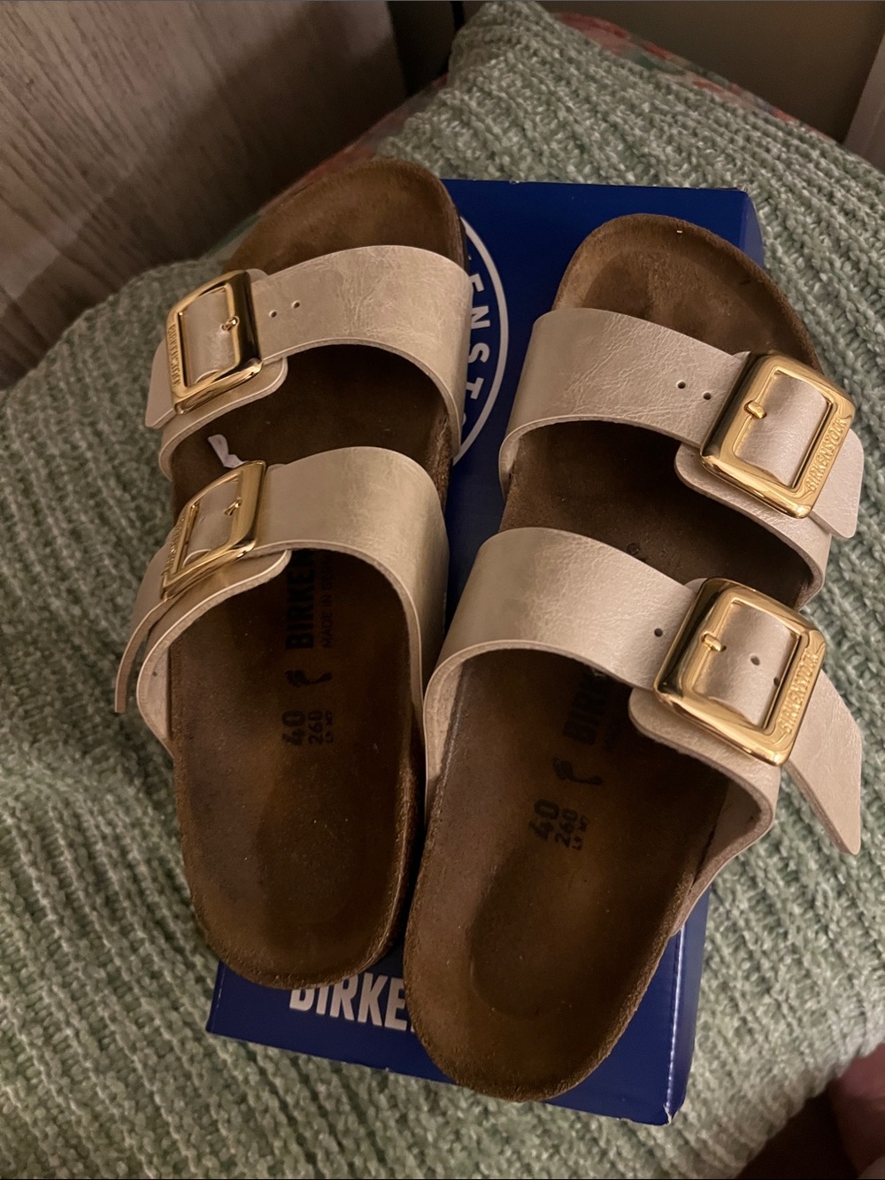 Birkenstock Womens Metallic Light 
Gold Two-Strap Sandal - Picture 7 of 8